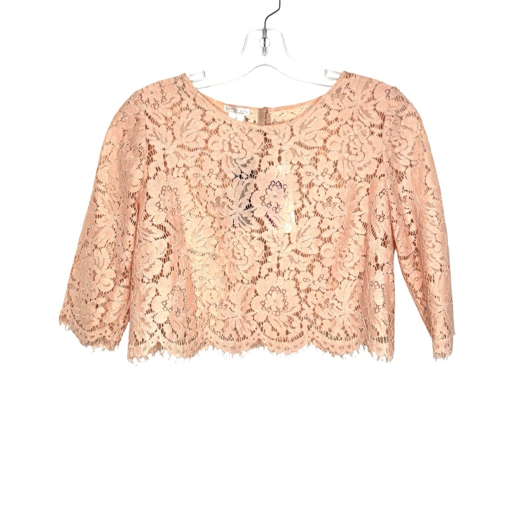 Jenny Yoo Cord Lace bridal topper cover up wrap bolero blush MEDIUM sleeve NWT - Picture 7 of 9